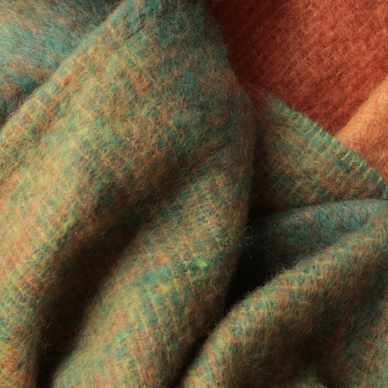 John Hanley Mohair Throw - Green Maple Orange Mix Diffused Stripe