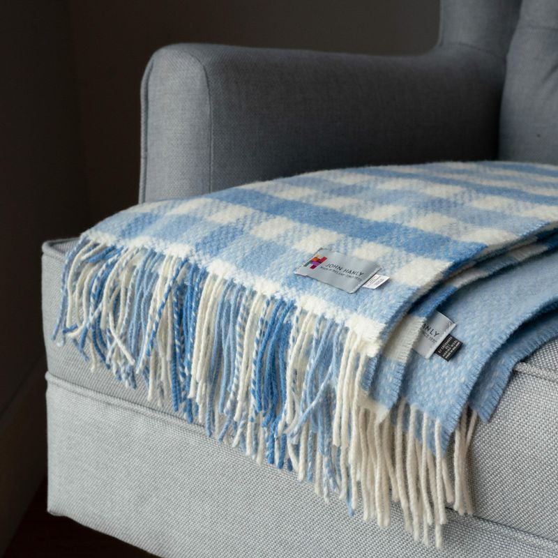 Irish Wool Cashmere Baby Blanket - Blue Block Check