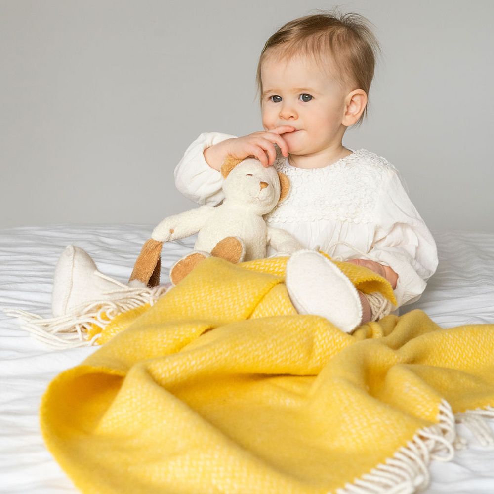 Irish Wool Cashmere Baby Blanket - Baby Yellow