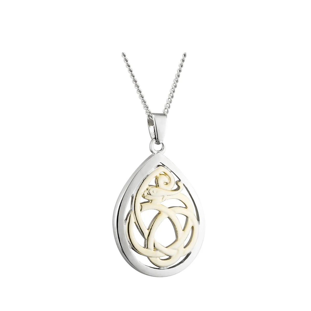 Two Tone BOK Oval Celtic Pendant