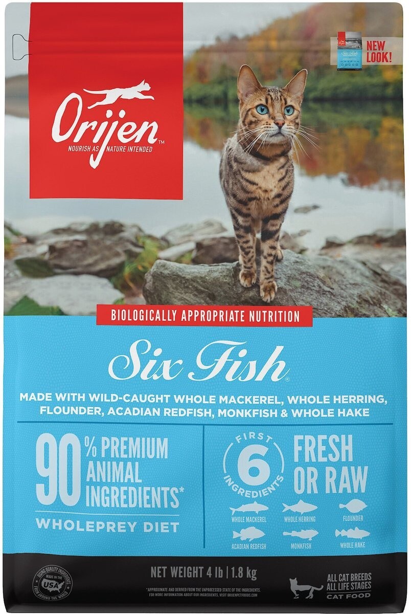 Orijen Dry Cat Food, Size: 4lb, flavor: Six Fish