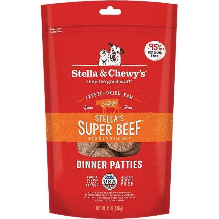 Stella &amp; Chewy&#39;s Freeze Dried Dinner Patties, flavor: Grass-fed Beef, Size: 14 oz