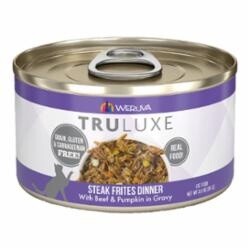 Weruva Cat TruLuxe Steak Frites in Gravy 3oz Can, flavor: Steak Frites Dinner with Beef &amp; Pumpkin in Gravy, count: Each