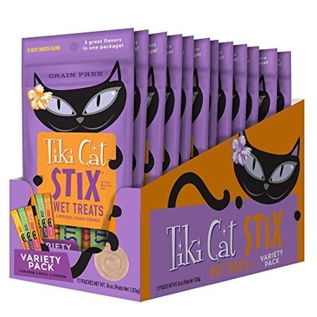 Tiki Cat Stix Wet Cat Treats Three Variety 6 Pack