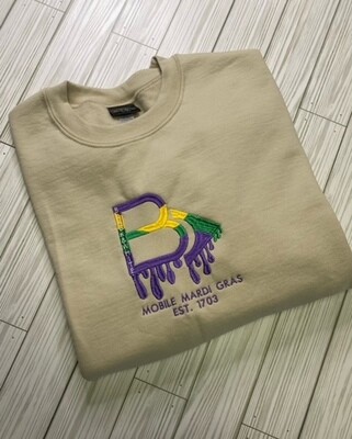 Mardi Gras Crew Neck Sweatshirt (Tan)