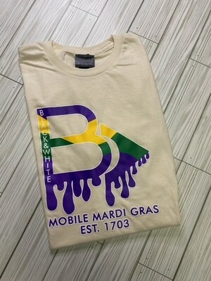 BTBW Mardi Gras Short Sleeve Tee-(Tan)