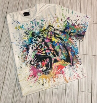 BTBW Mulit Color Tiger Printed Short Sleeve Shirt