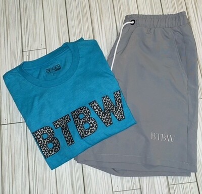 BTBW Grey & Blue Cheetah Printed SET