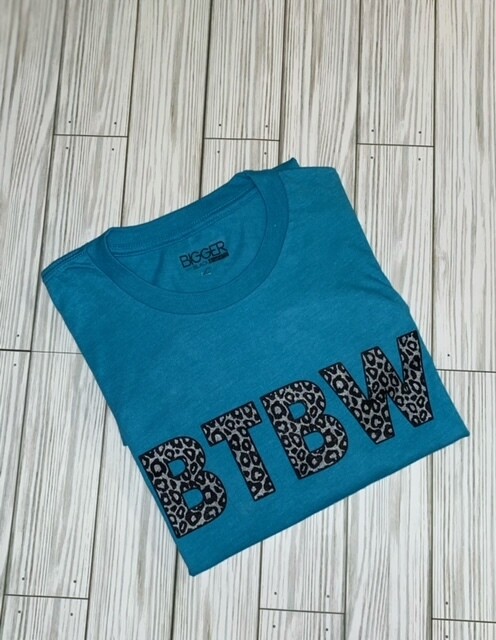 BTBW Light Blue Cheetah Printed Short Sleeve Shirt