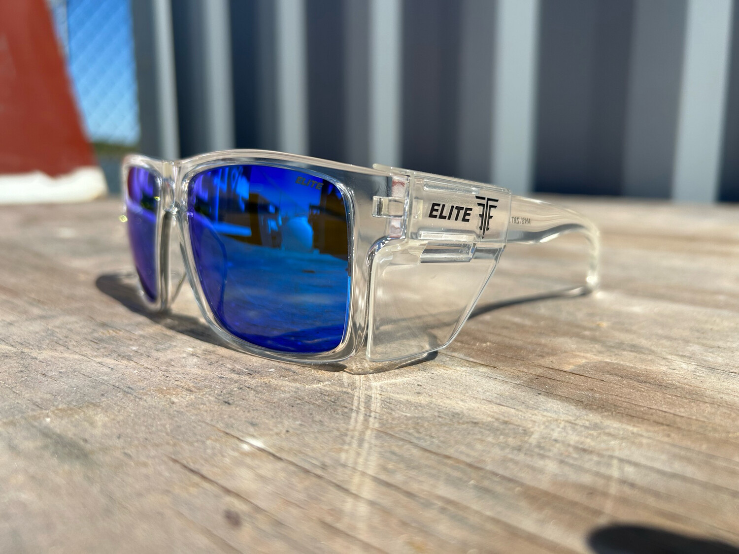 DELTA Safety Glasses Ansi Z87.1  Clear Frame (Blue) Polarized