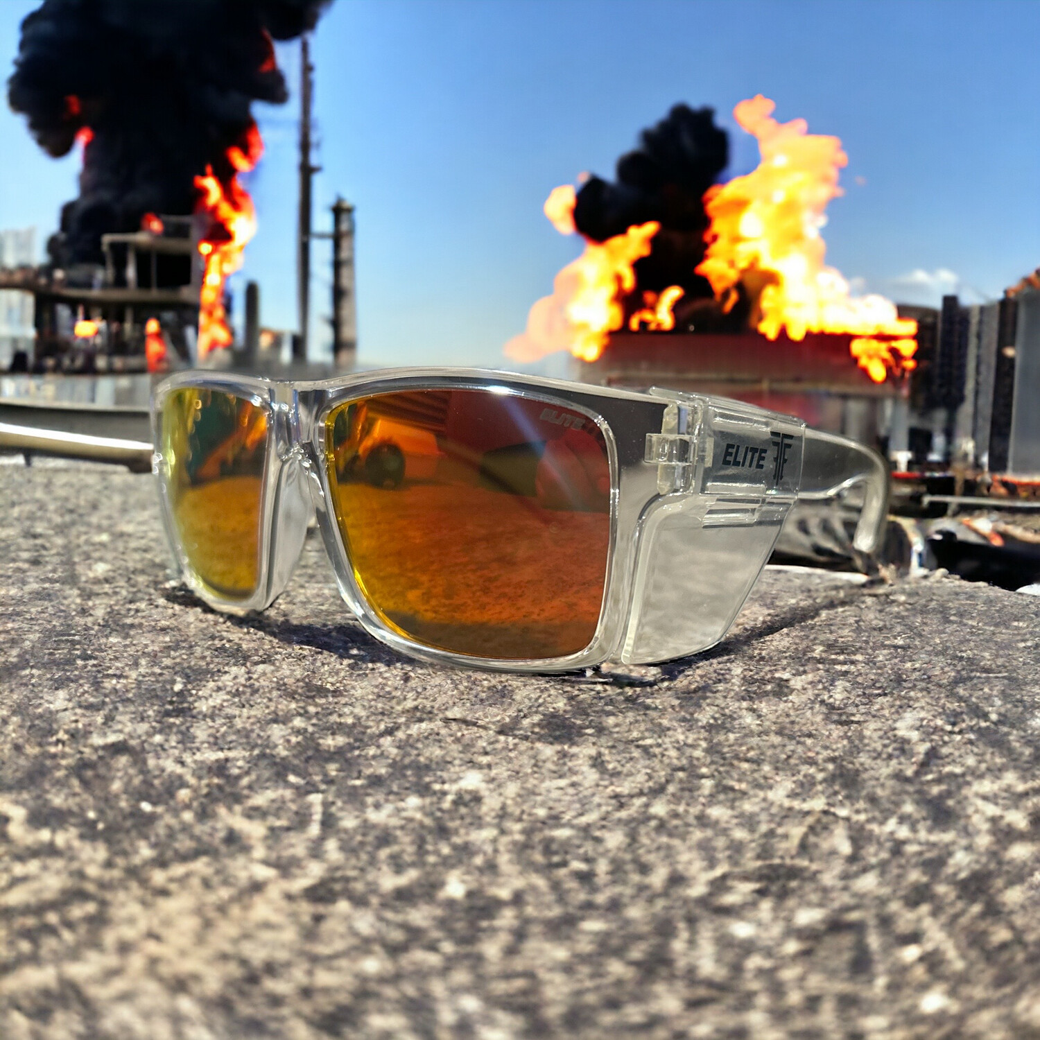 DELTA Safety Glasses Ansi Z87.1  Clear Frame (Red)