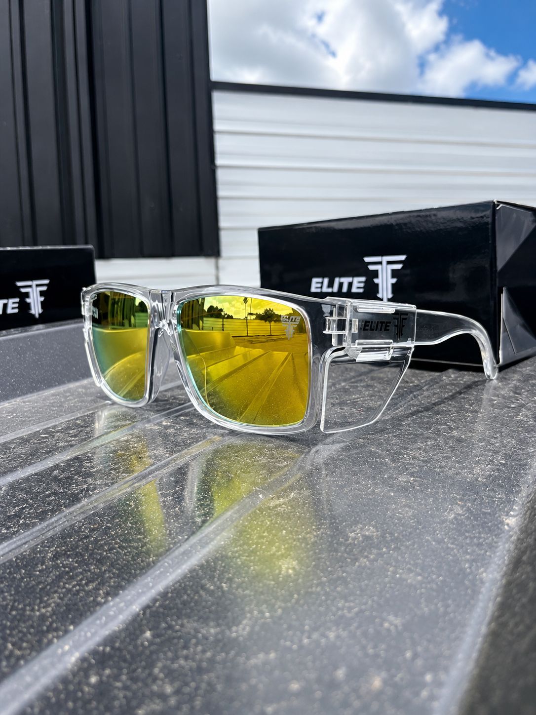 DELTA Safety Glasses Ansi Z87.1  Clear Frame (Gold)