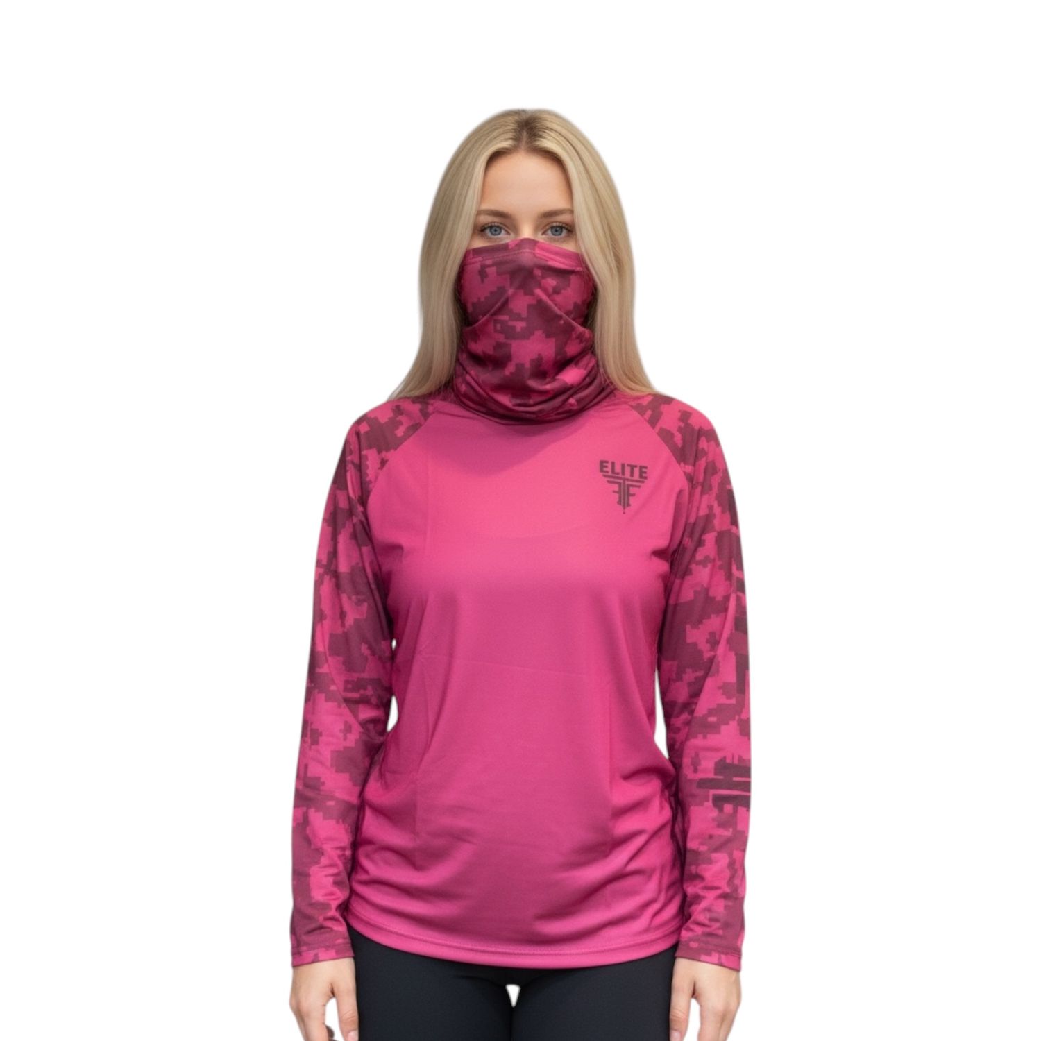 DRY FIT LONG SLEEVE WITH MASK INCLUDED - MAGENTA CAMO