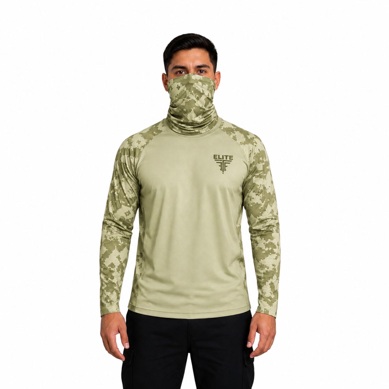 UNISEX LONG SLEEVE DRY FIT WITH MASK INCLUDED - OLIVE SAND