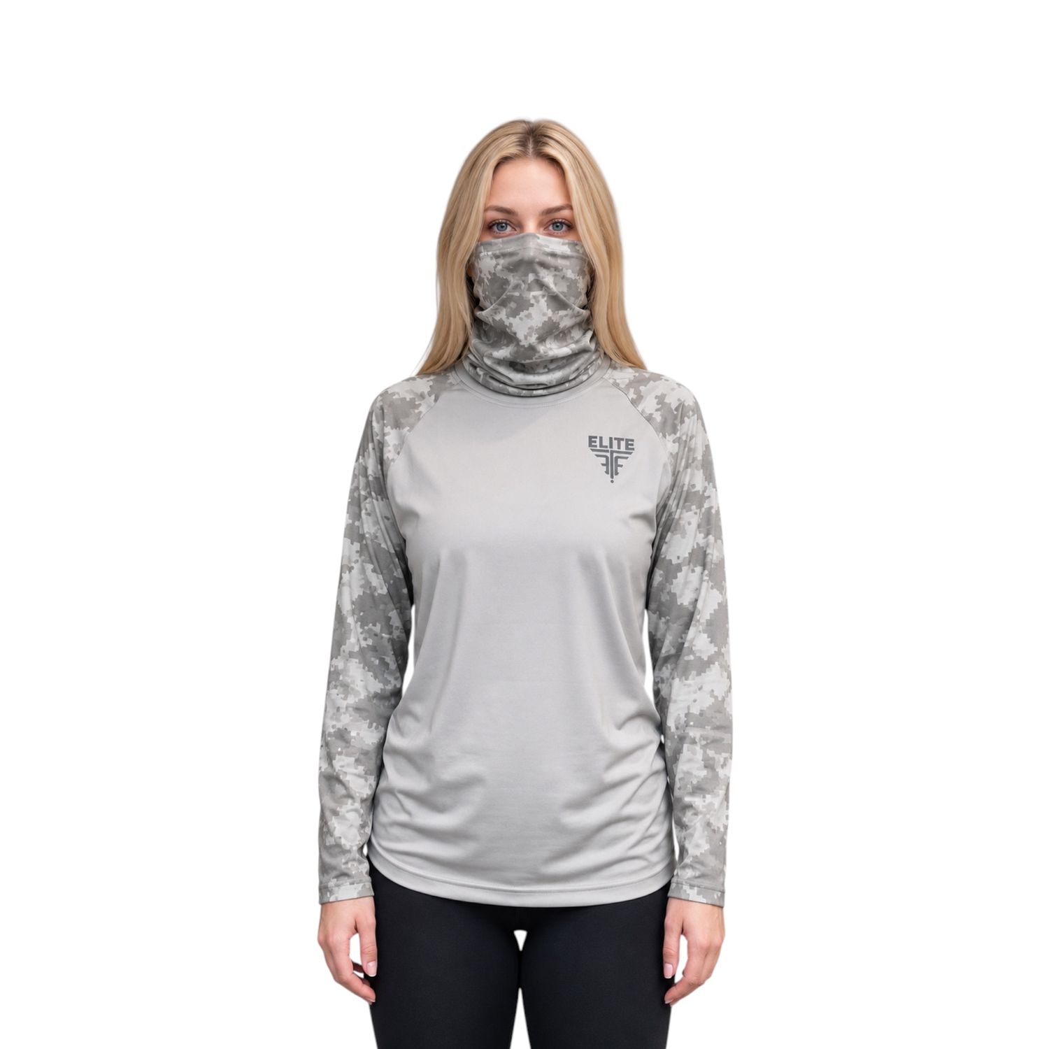 UNISEX DRY FIT LONG SLEEVE WITH MASK INCLUDED - SILVER GRAY