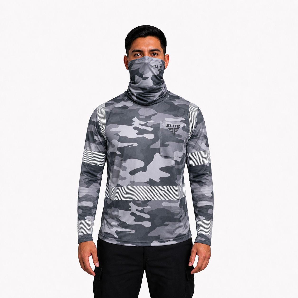 UNISEX HIGH-VISIBILITY REFLECTIVE LONG SLEEVE FACE MASK INCLUDED - SMOKE