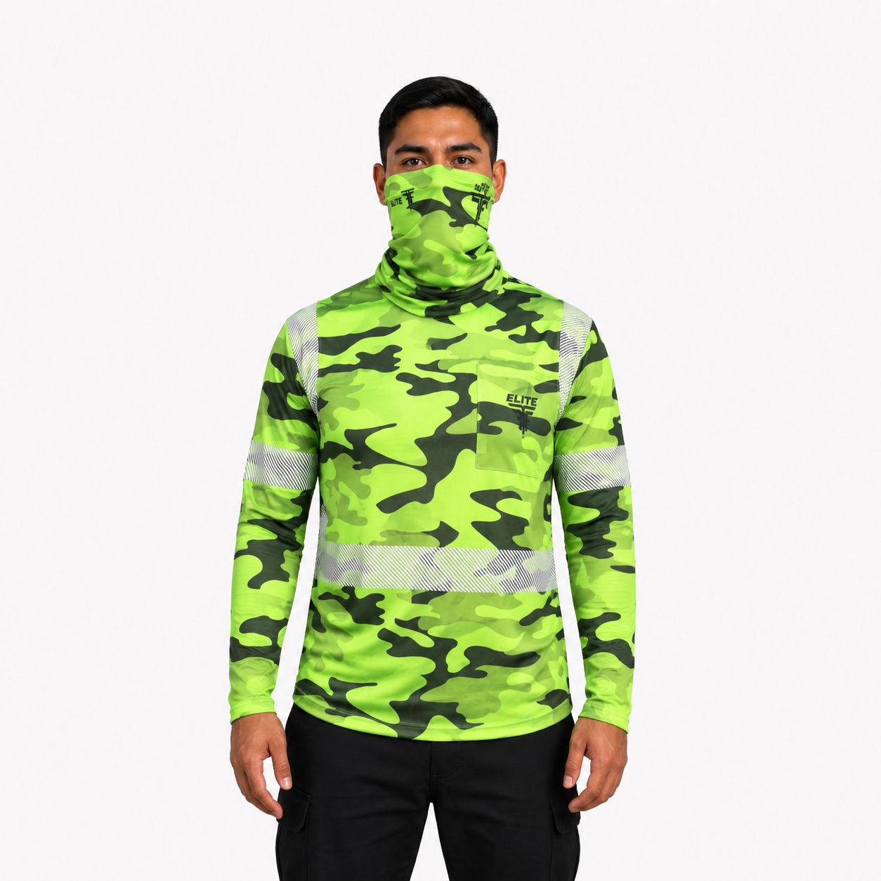 UNISEX HIGH-VISIBILITY LONG SLEEVE SHIRT FACE MASK INCLUDED - NEON