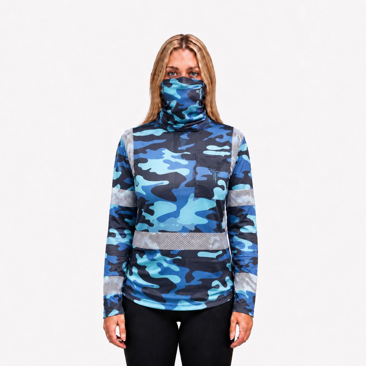UNISEX HIGH-VISIBILITY LONG SLEEVE SHIRT MASK INCLUDED - BLUE
