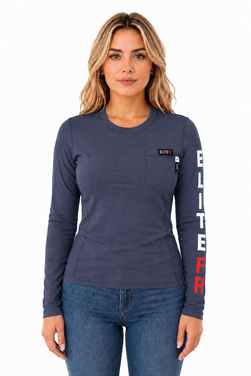 WOMEN'S FR LONG SLEEVE T SHIRT - NAVY BLUE
