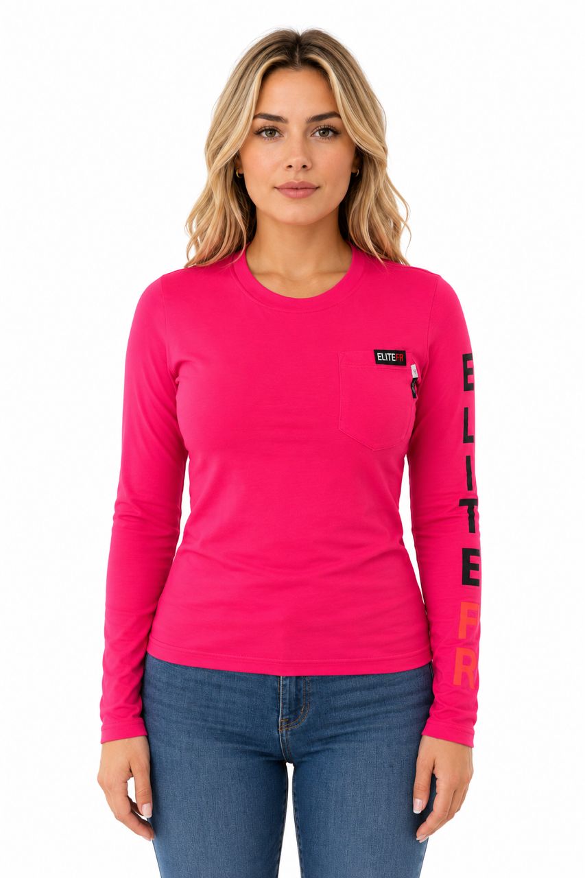 WOMEN'S FR LONG SLEEVE T SHIRT - HOT PINK