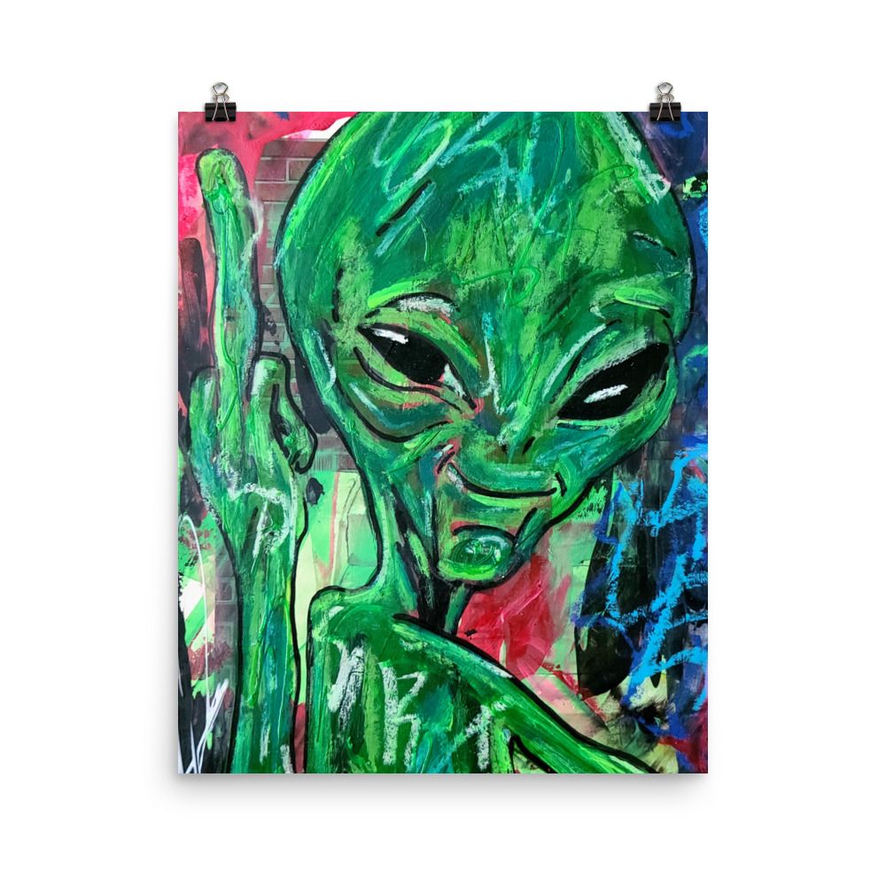 Greeting Alien Poster Print