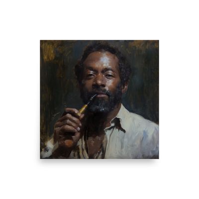 Pipe Smokers Series: Portrait of Man with Pipe: Poster Print