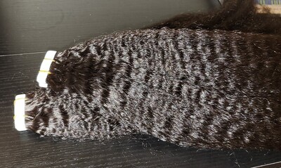 Kinky Straight Tape in Human Hair Extension 100% Virgin