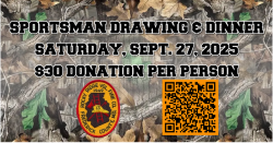 Sportsman Drawing & Dinner- September 27, 2025