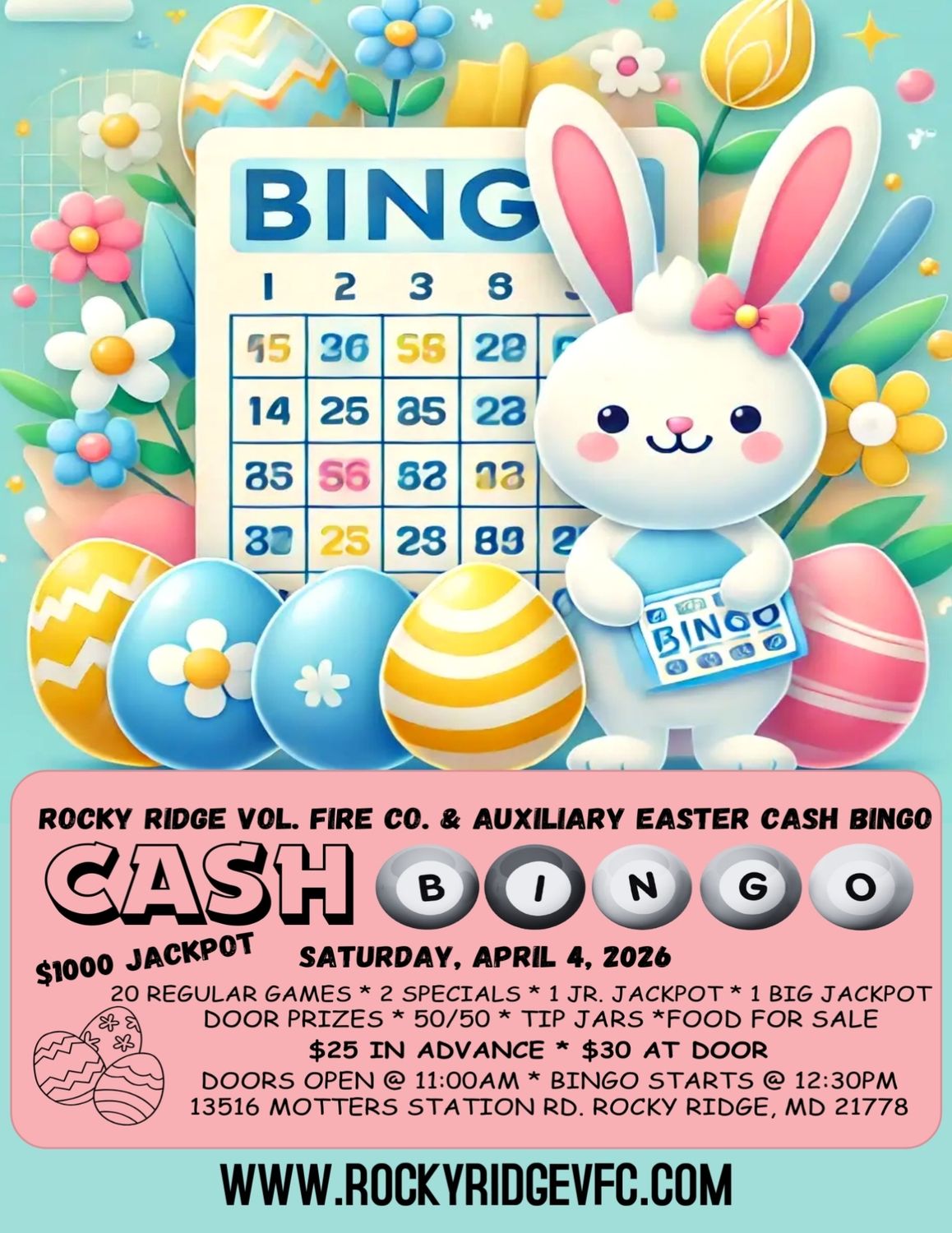 Easter Cash Bingo- Saturday, April 4, 2026