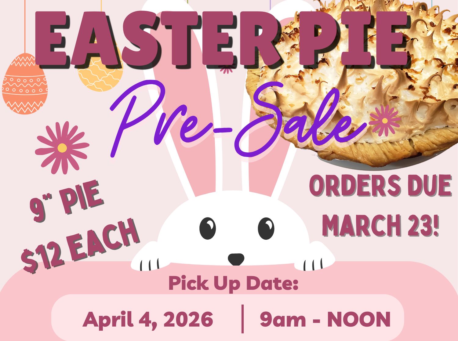 2026 Easter Pie Pre- Order Sale
