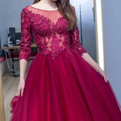 Evening Dress Round Court Lace Dress