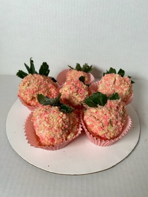 White Chocolate Dipped Strawberry Crunch Crusted Strawberries
