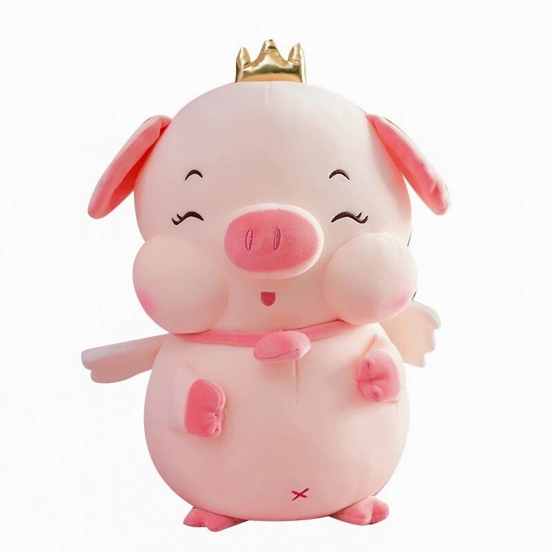 60cm Lovely Pig Plush Toy Doll Stuffed Pink Crown Angel