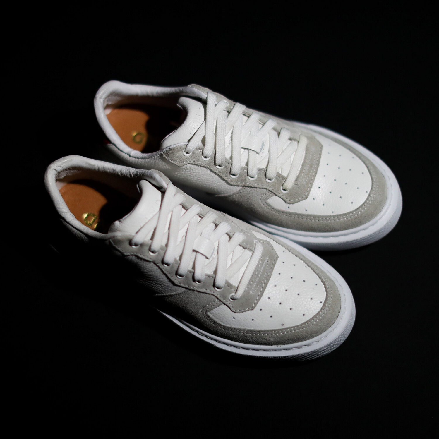 KEND “White/Grey/Red” Leather Sneakers