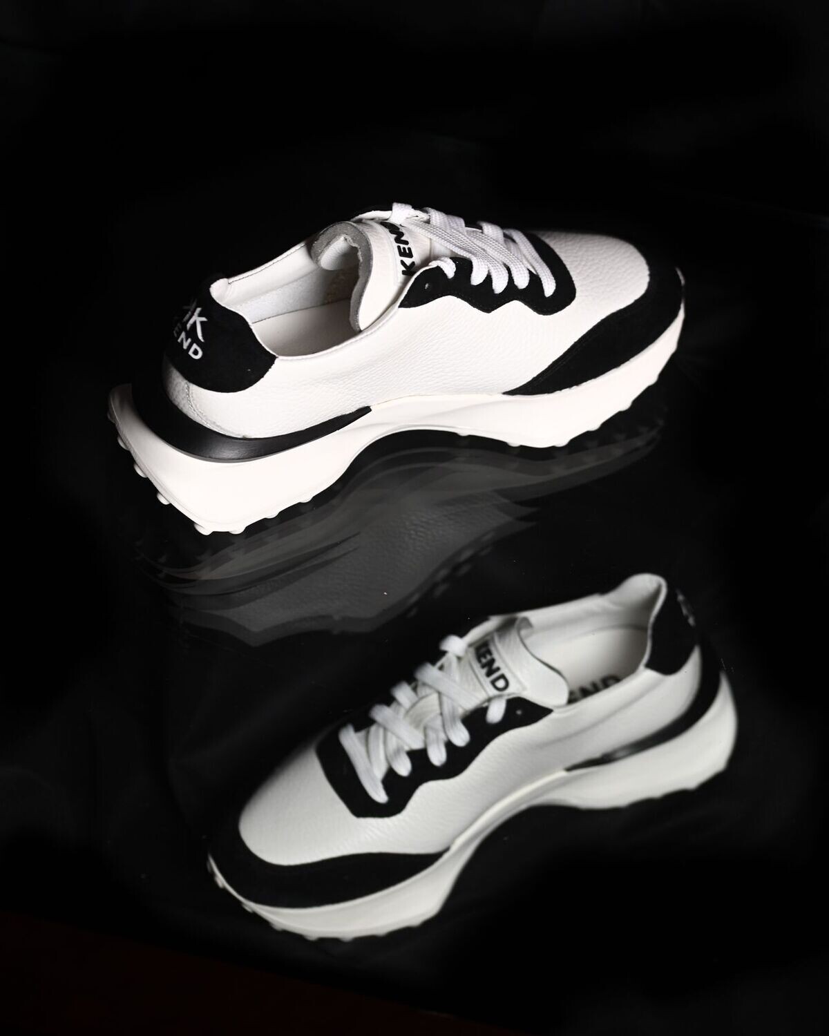 ☆ken☆ KEND “White/Black” - Leather Sneakers