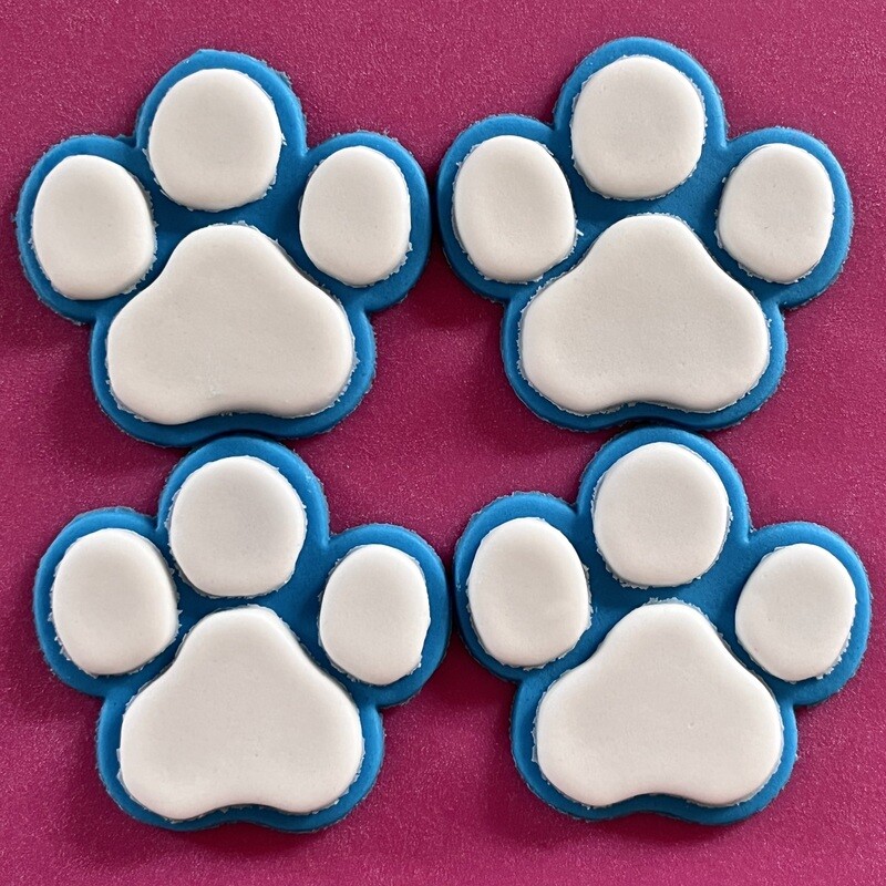 4x Paw Prints  - BLUE Paws