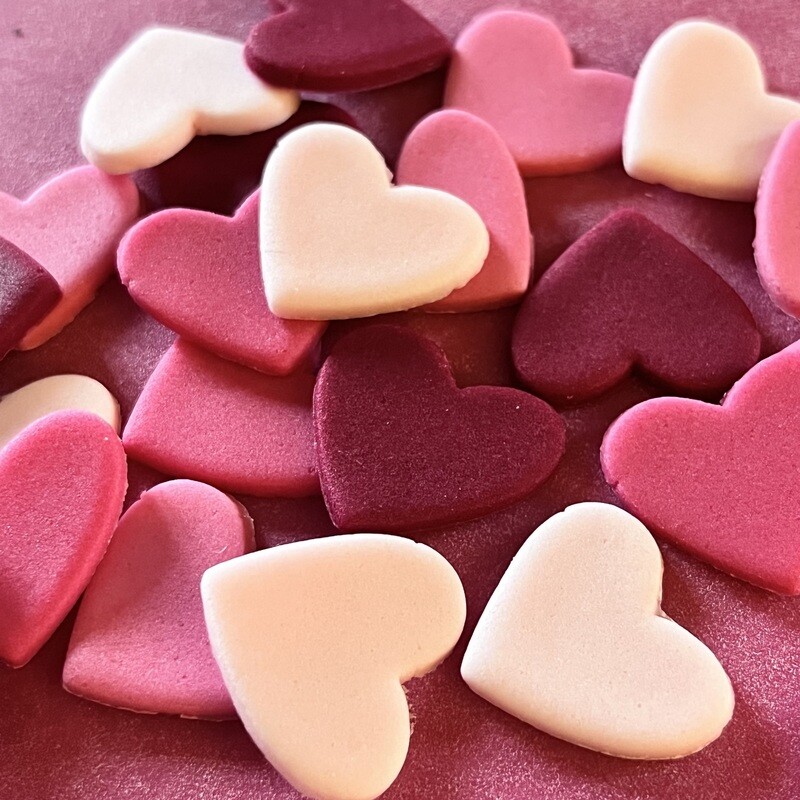 25x Edible Valentines Love Hearts 1inch Mixed PINK