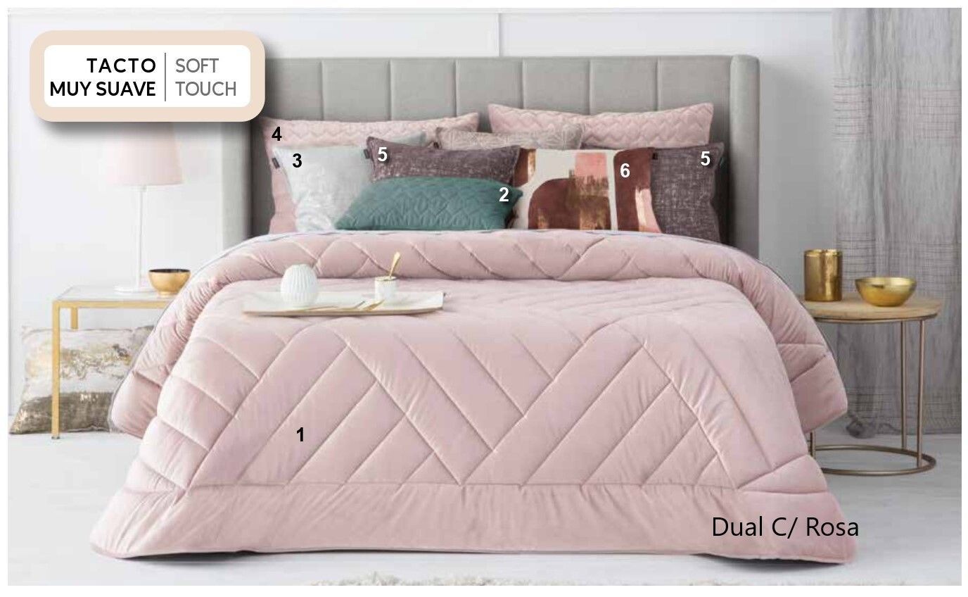 Edredon Nordico Terciopelo Mate Mod. Dual Color Rosa para cama 150 cm