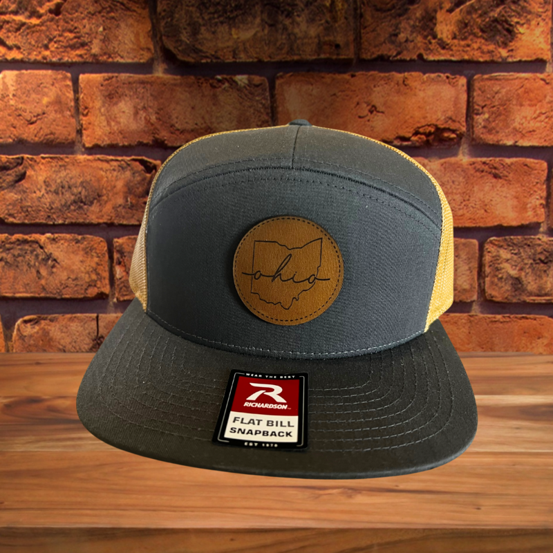 Grey/Mustard Yellow 7-Panel Hat with Round Ohio Patch