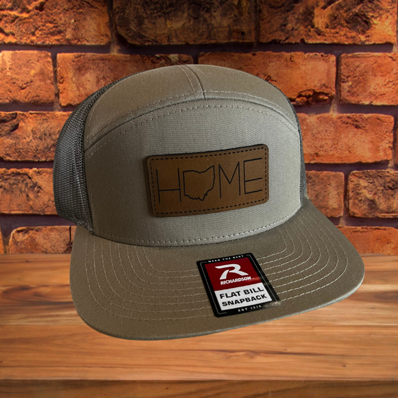 Light Green Khaki 7-Panel Hat with HOME Patch