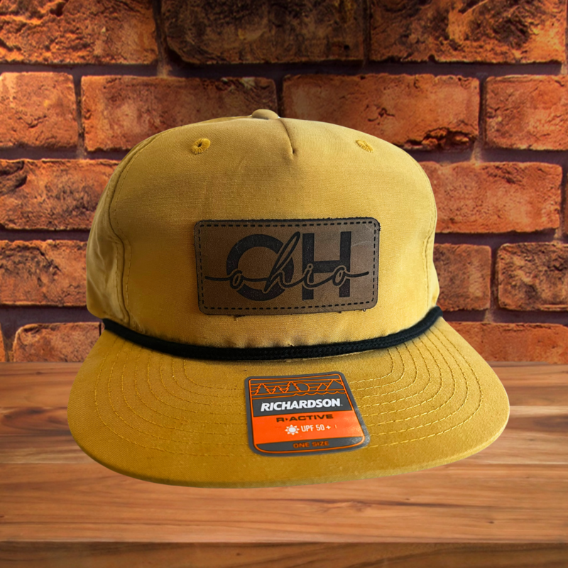 Mustard Yellow Rope Hat with OH (ohio) Patch