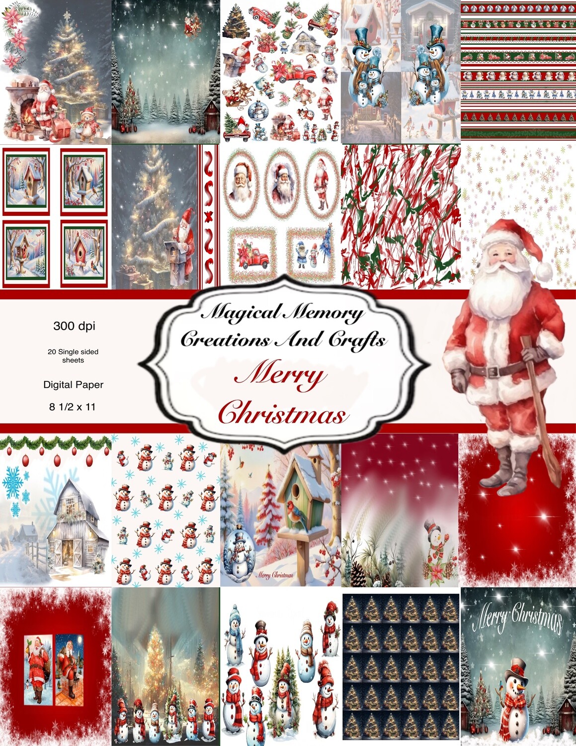 Merry Christmas Digital Paper Collection