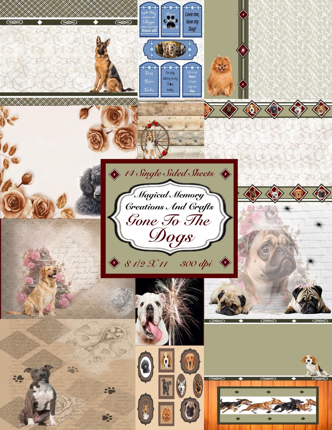 Gone To The Dogs Digital Paper Collection