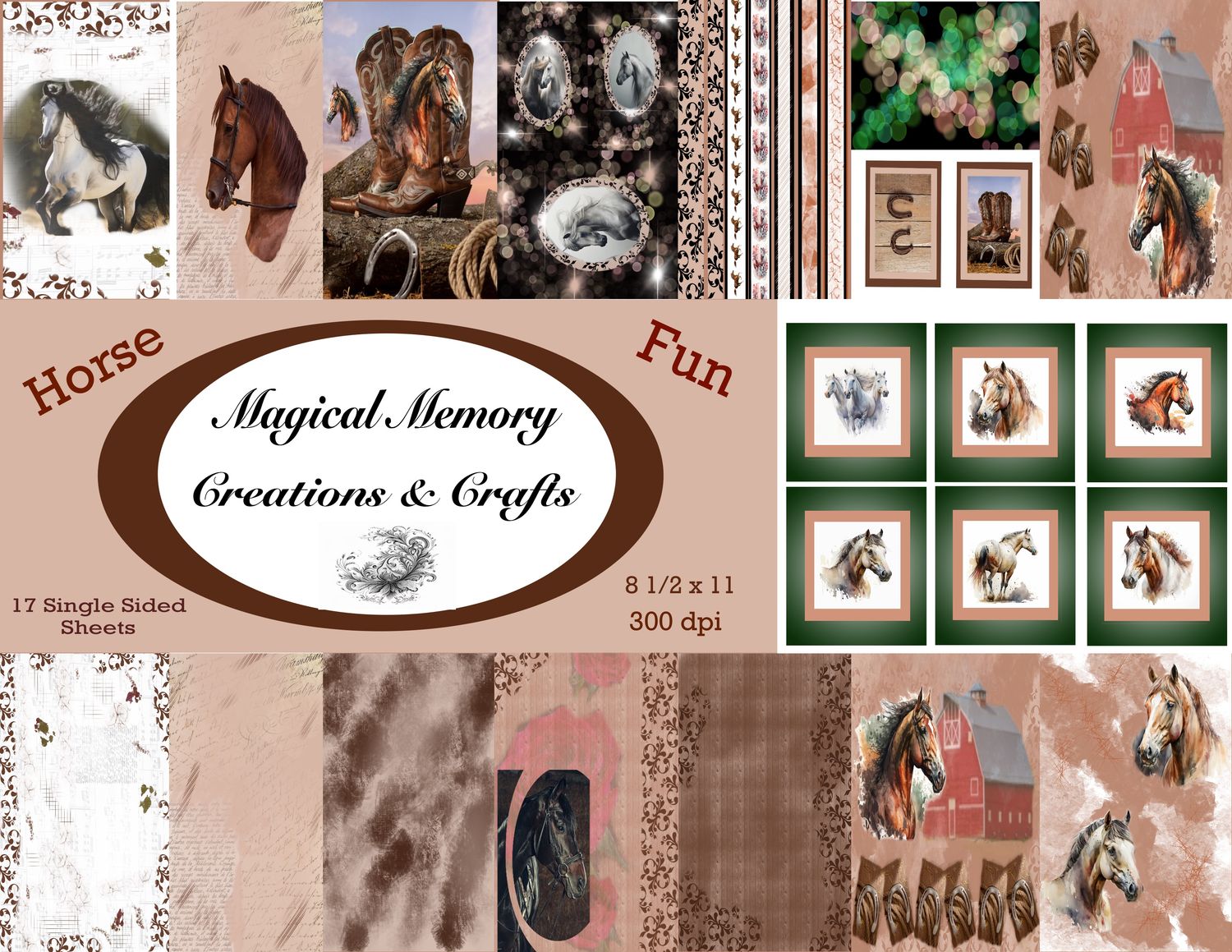 Horse Fun Digital Paper Collection