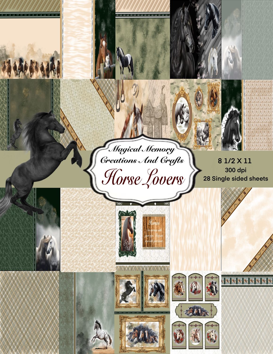 Horse Lovers Digital Paper Collection