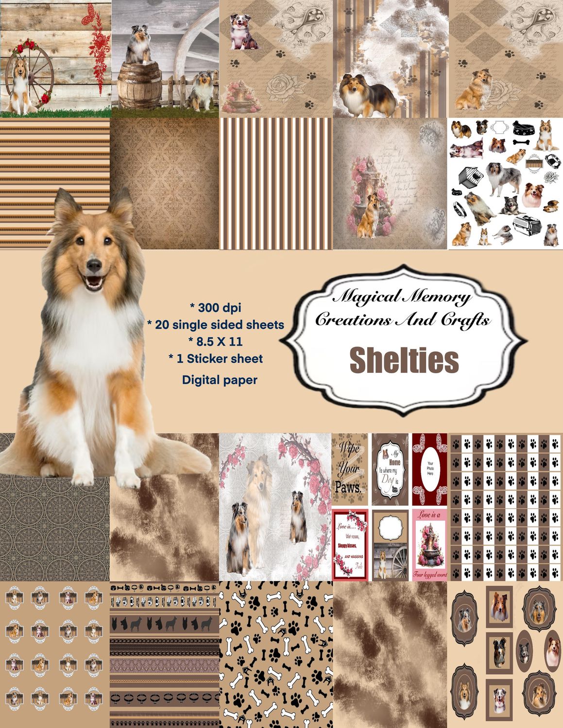 Sheltie Fun Digital Paper Collection