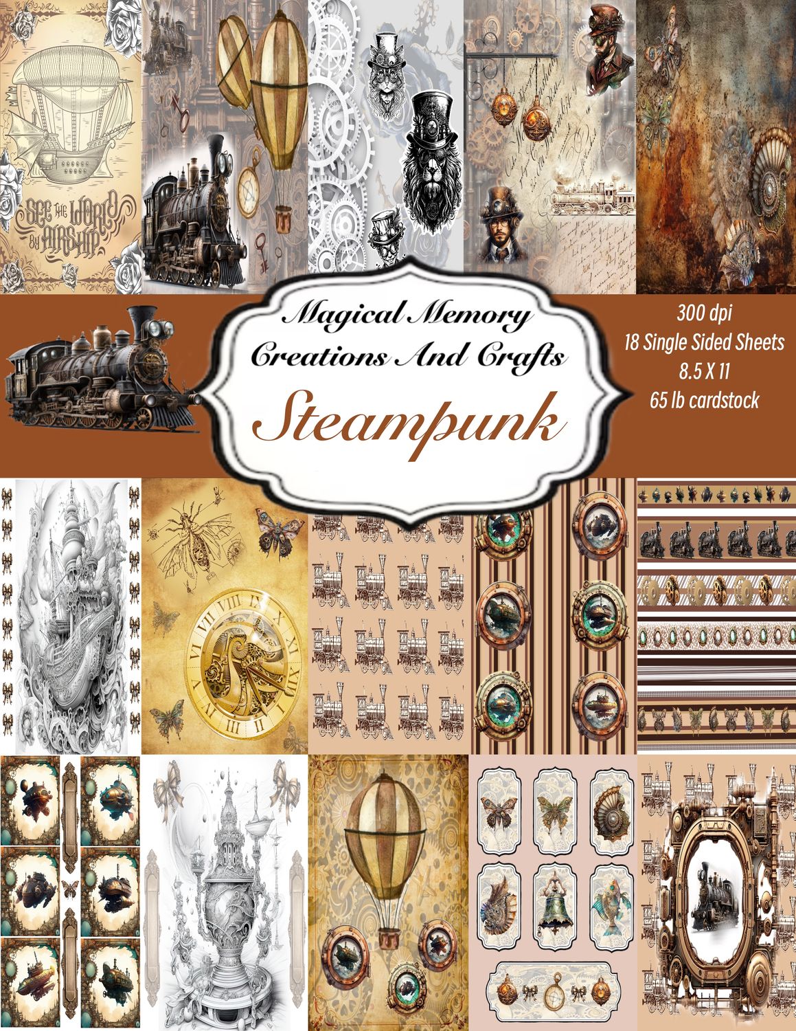 Steampunk Digital Paper Collection