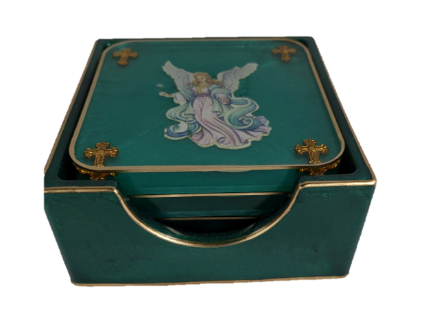 Green Square Angel Coasters