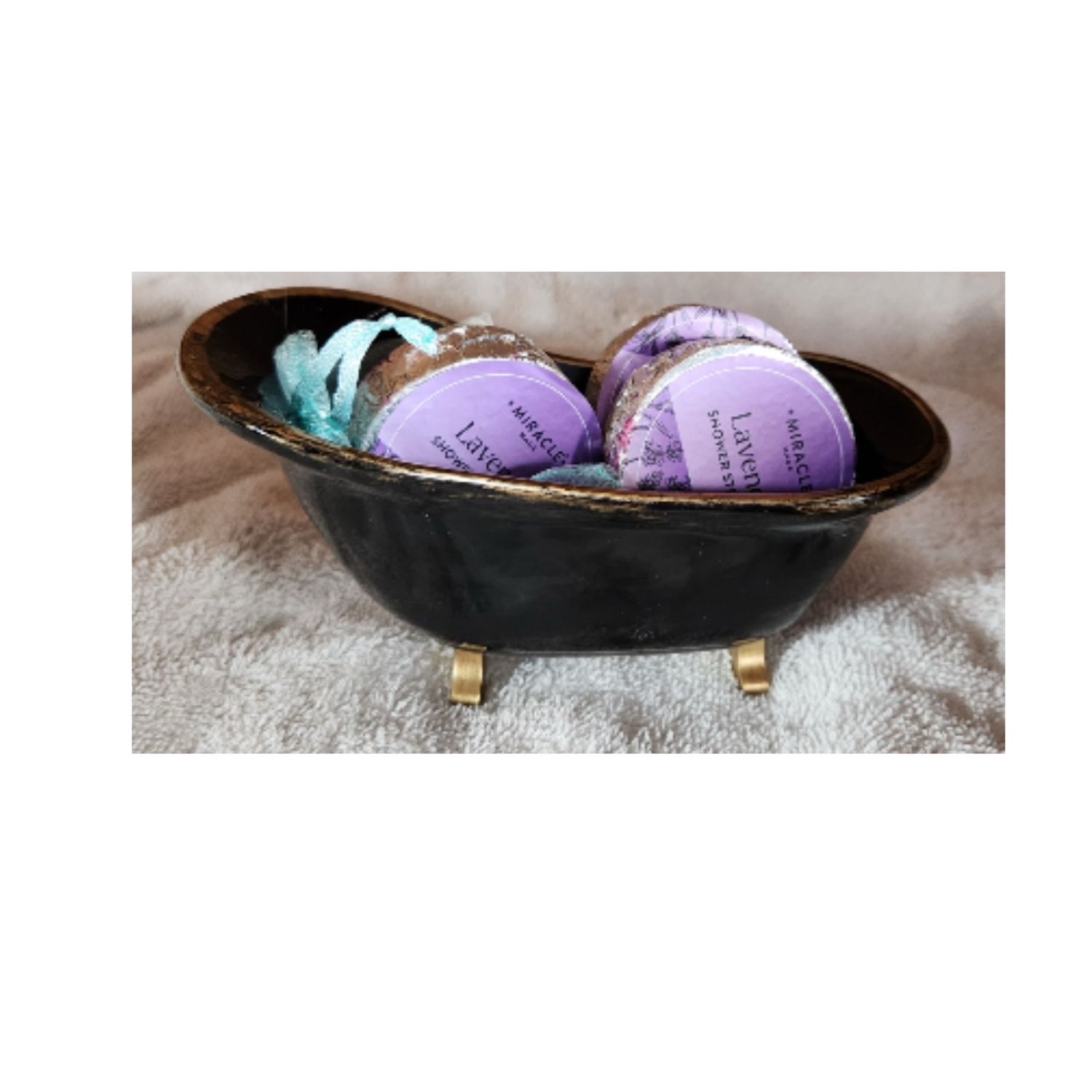 Old-Fashioned Claw Foot Tub with shower steamers