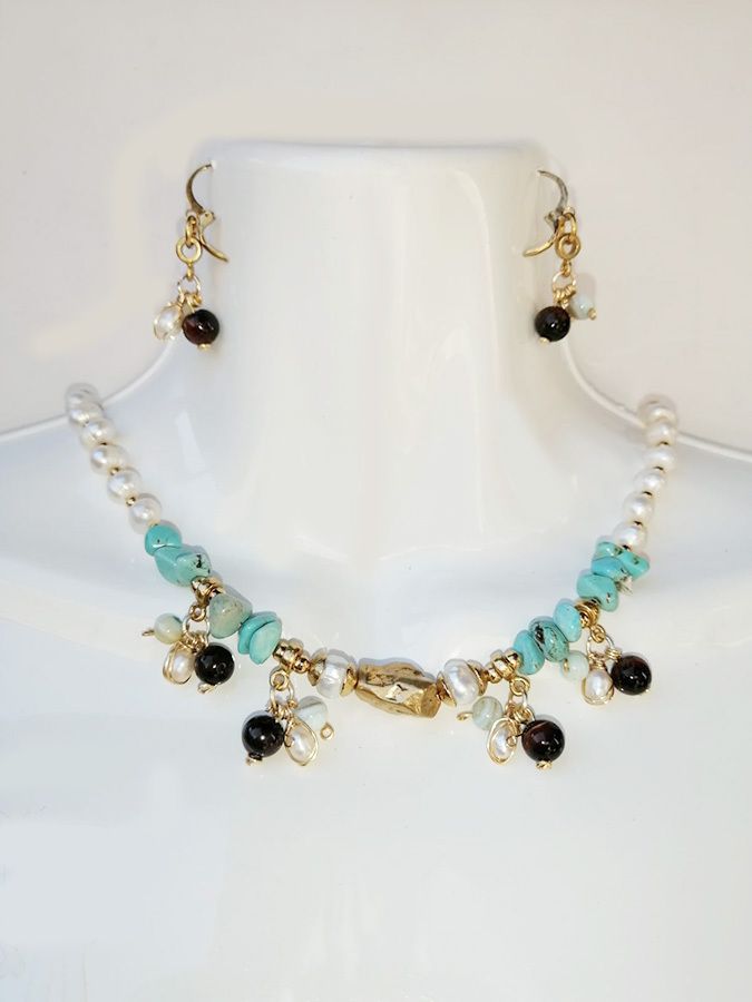 PERLAS, TURQUESA Y OJO DE TIGRE